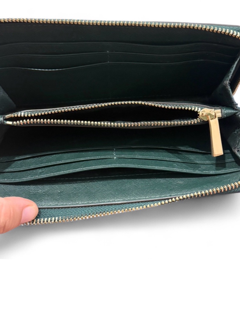 Tory Burch Forest Green Zip Wallet - Picture 3 of 6